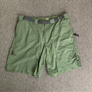 L.L.Bean Green Hiking Cargo Shirts With Belt + Pockets